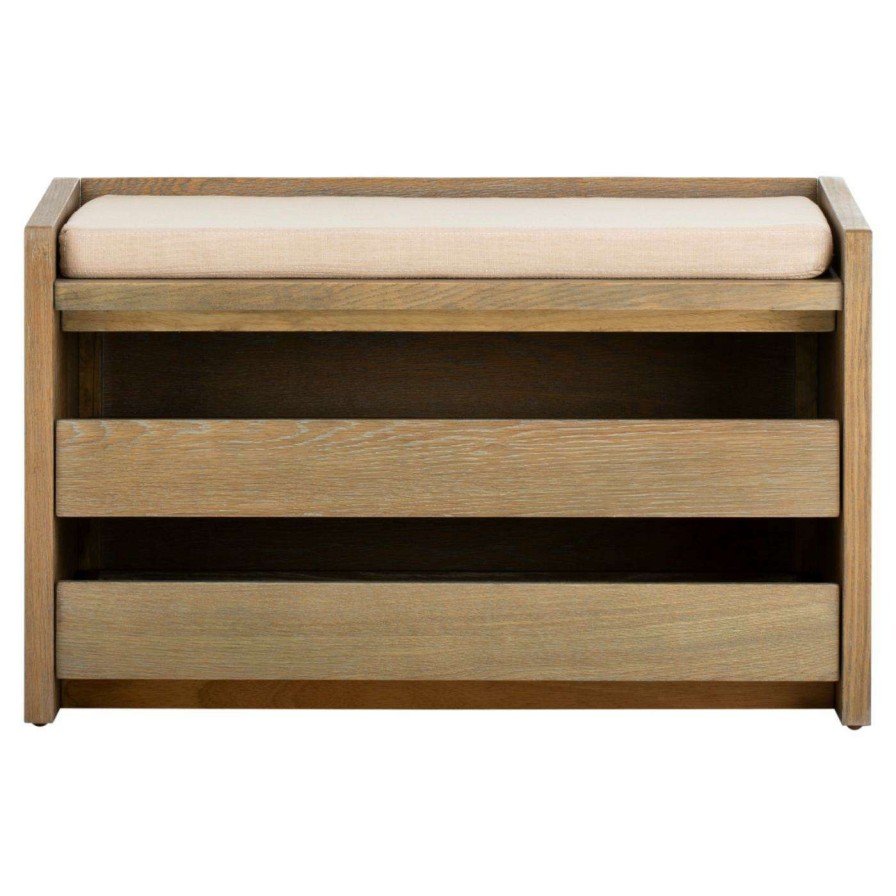 Indoor Benches * | Promo Entryway Benches Hn Home Fairfield Modern Farmhouse Indoor Storage Bench Rustic Oak / Beige