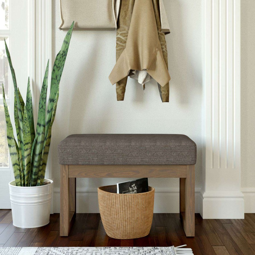 Indoor Benches * | Promo Entryway Benches Brooklyn + Max Lewiston 26 In. Contemporary Rectangle Tweed Ottoman Bench