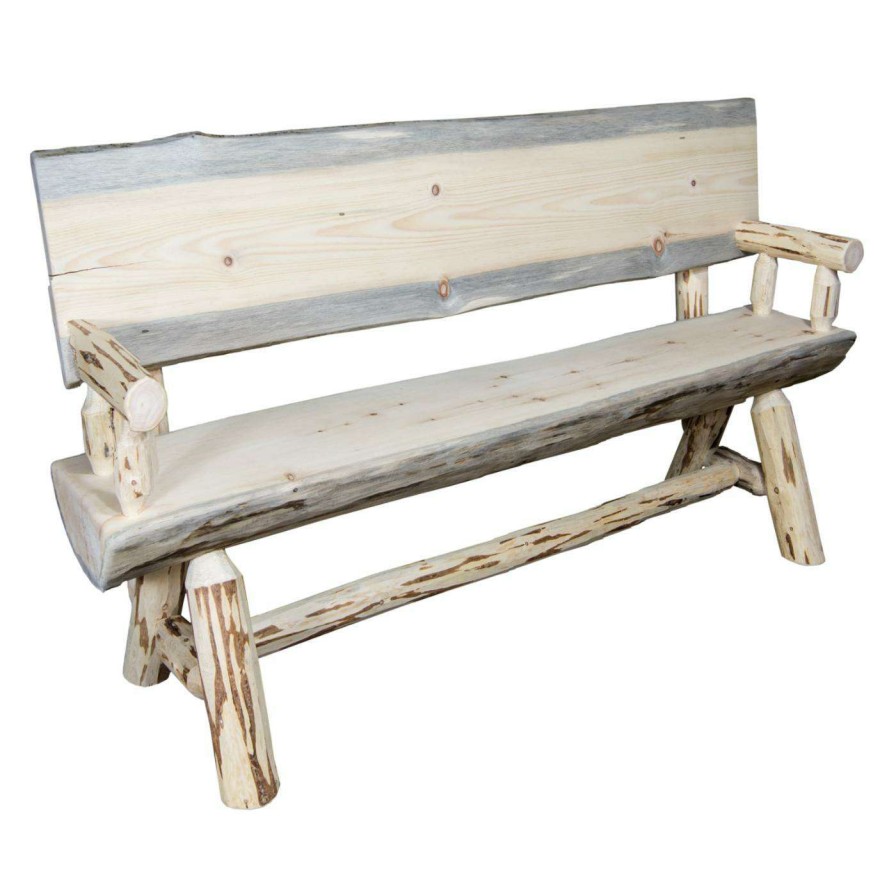 Indoor Benches * | New Entryway Benches Montana Woodworks Montana Half Log Bench