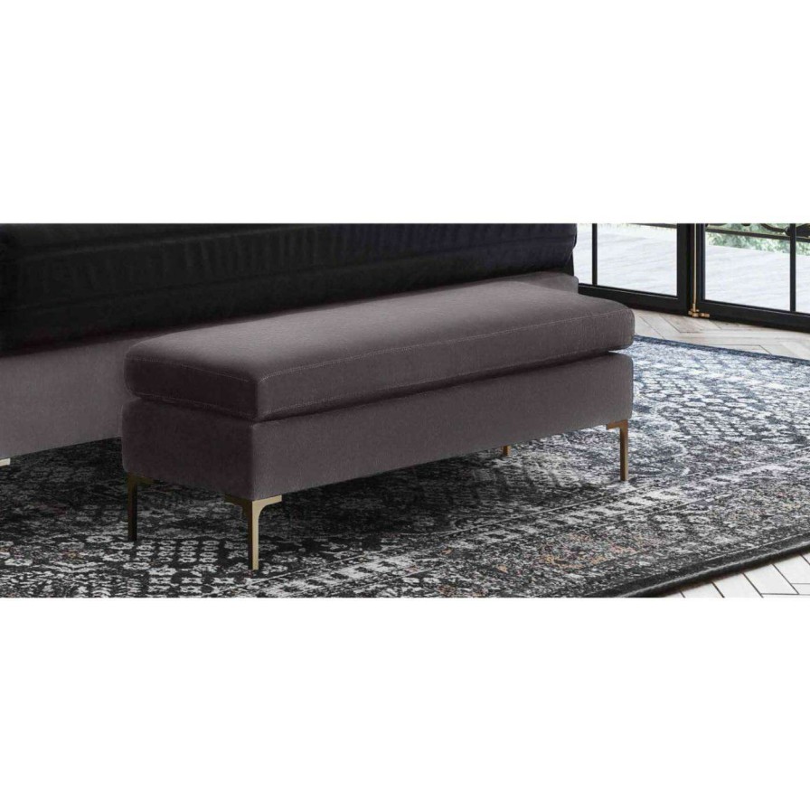 Indoor Benches * | Brand New Bedroom Benches Tov Furniture Delilah Velvet Upholstered Backless Bedroom Bench Gray