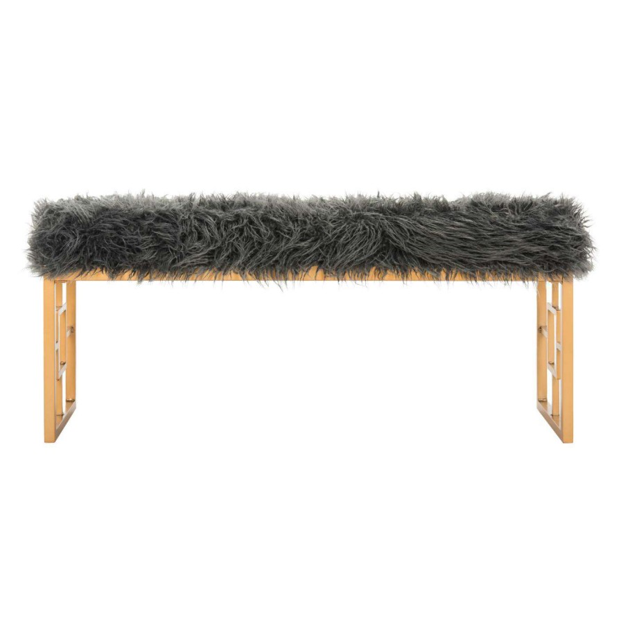 Indoor Benches * | Best Deal Bedroom Benches Safavieh Mera Faux Sheepskin Bench White