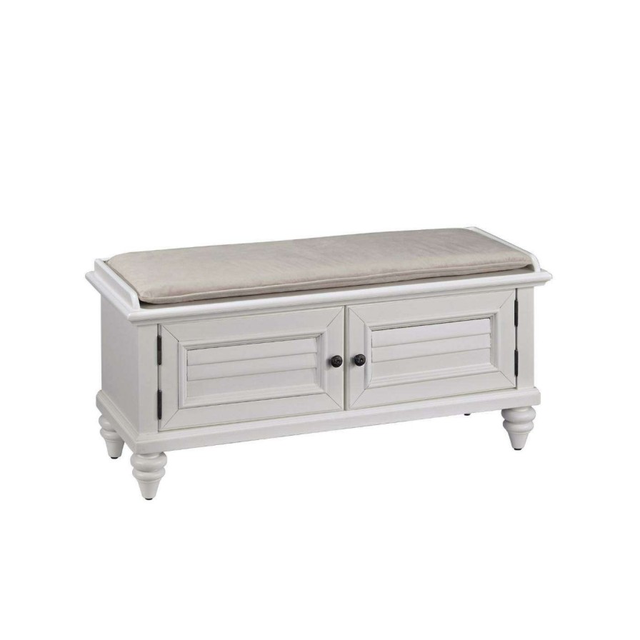 Indoor Benches * | Cheap Indoor Storage Benches Home Styles Bermuda Upholstered Storage Bench Brushed White