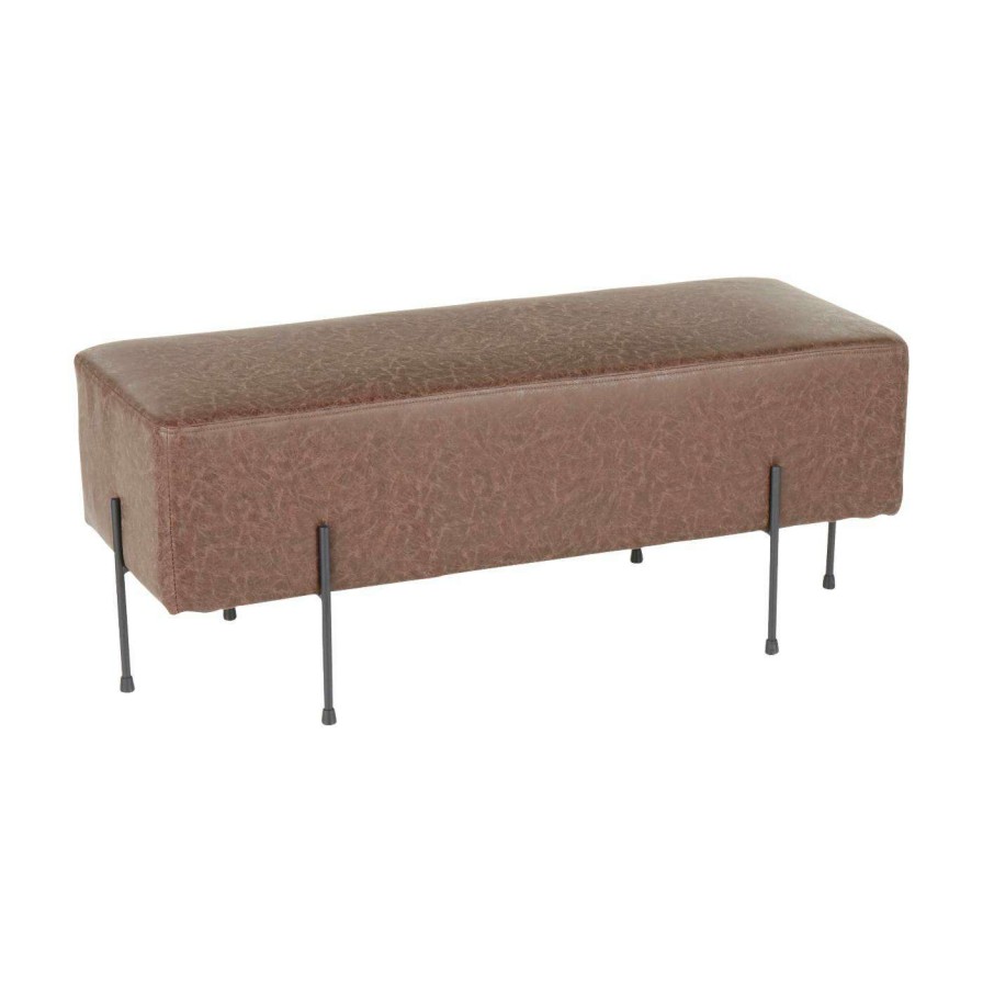 Indoor Benches * | Best Deal Bedroom Benches Lumisource Daniella Contemporary Faux Leather Indoor Bench