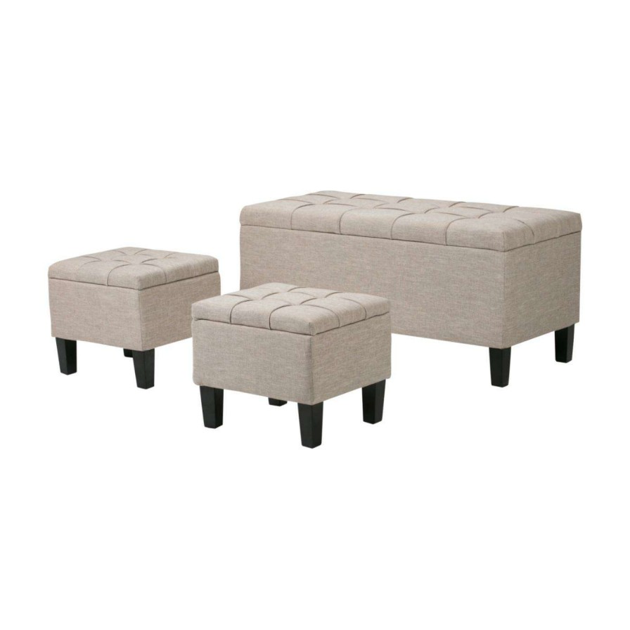 Indoor Benches * | Buy Brooklyn & Max Ottoman Benches Brooklyn + Max Sea Mills 3 Piece Storage Ottoman Set Slate Gray