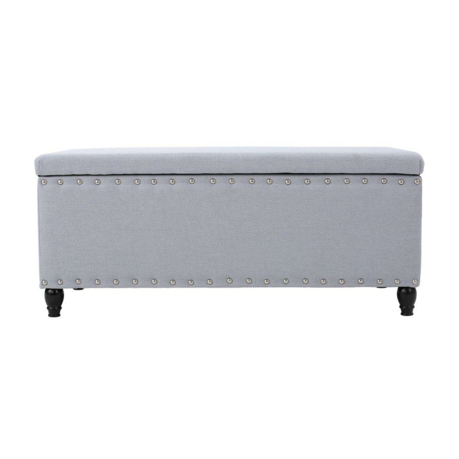 Indoor Benches * | Wholesale Best Selling Home Indoor Storage Benches Tatiana Upholstered Storage Ottoman/Bench With Nailhead Trim