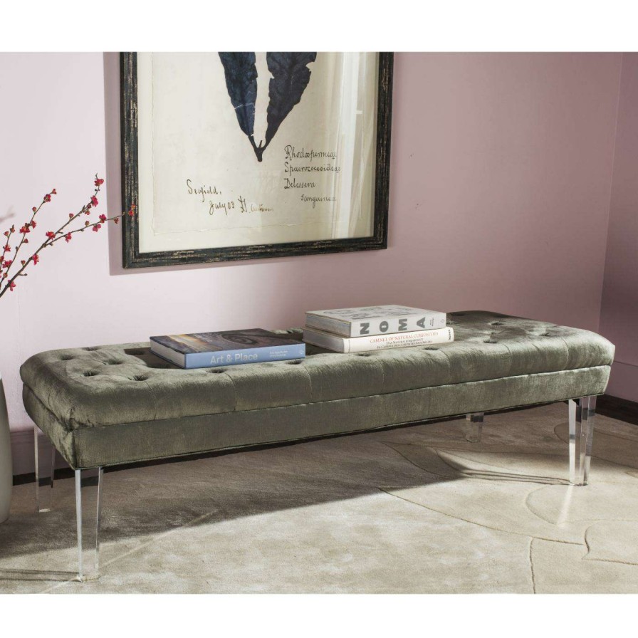 Indoor Benches * | Hot Sale Bedroom Benches Safavieh Abrosia Tufted Bench