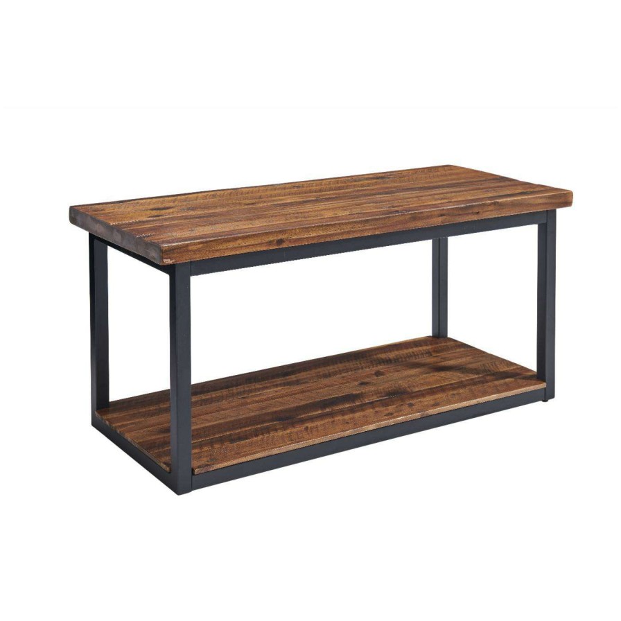 Indoor Benches * | New Entryway Benches Alaterre Furniture Claremont 40 In. Rustic Wood Bench With Low Shelf