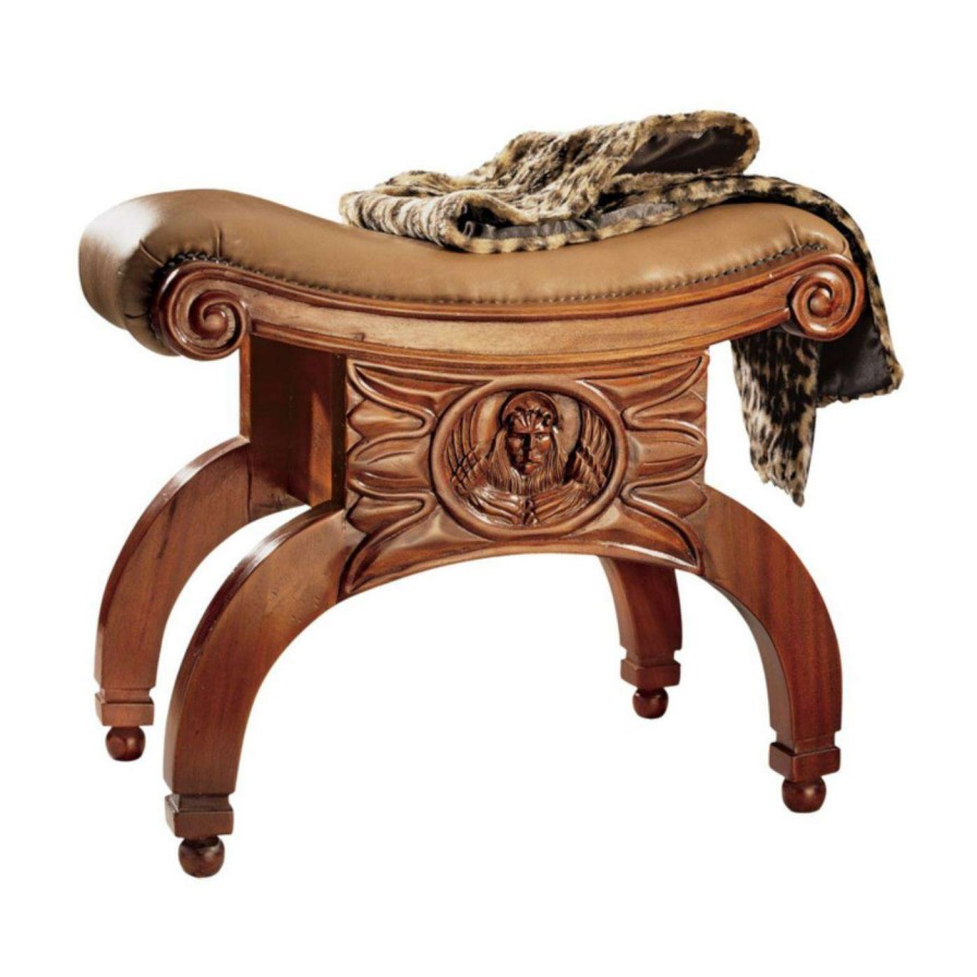 Indoor Benches * | Cheapest Ottoman Benches Design Toscano The Venetian Leather Taboret