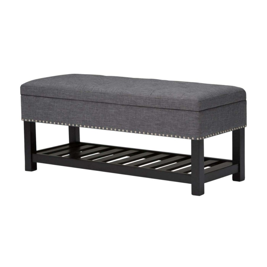 Indoor Benches * | Hot Sale Brooklyn & Max Ottoman Benches Brooklyn + Max Joshua Storage Ottoman Bench Dove Gray