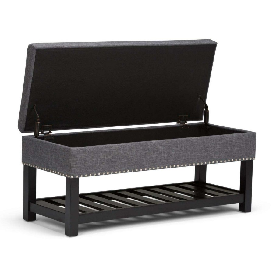 Indoor Benches * | Hot Sale Brooklyn & Max Ottoman Benches Brooklyn + Max Joshua Storage Ottoman Bench Dove Gray