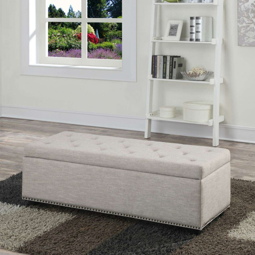 Indoor Benches * | Buy Brooklyn & Max Ottoman Benches Brooklyn + Max Gilbert Linen Storage Bench