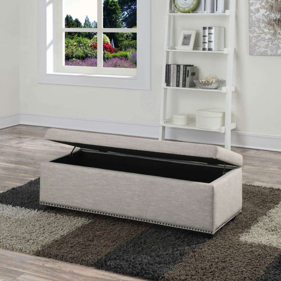 Indoor Benches * | Buy Brooklyn & Max Ottoman Benches Brooklyn + Max Gilbert Linen Storage Bench