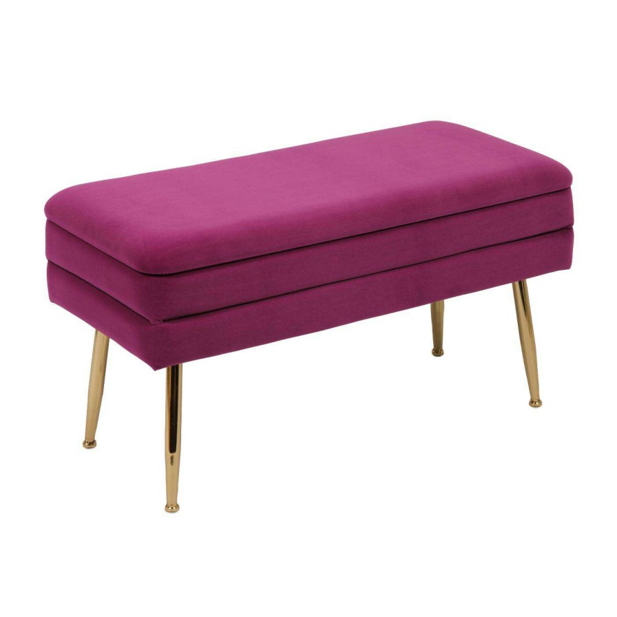 Indoor Benches * | Hot Sale Bedroom Benches Tov Furniture Ziva Storage Bench Plum