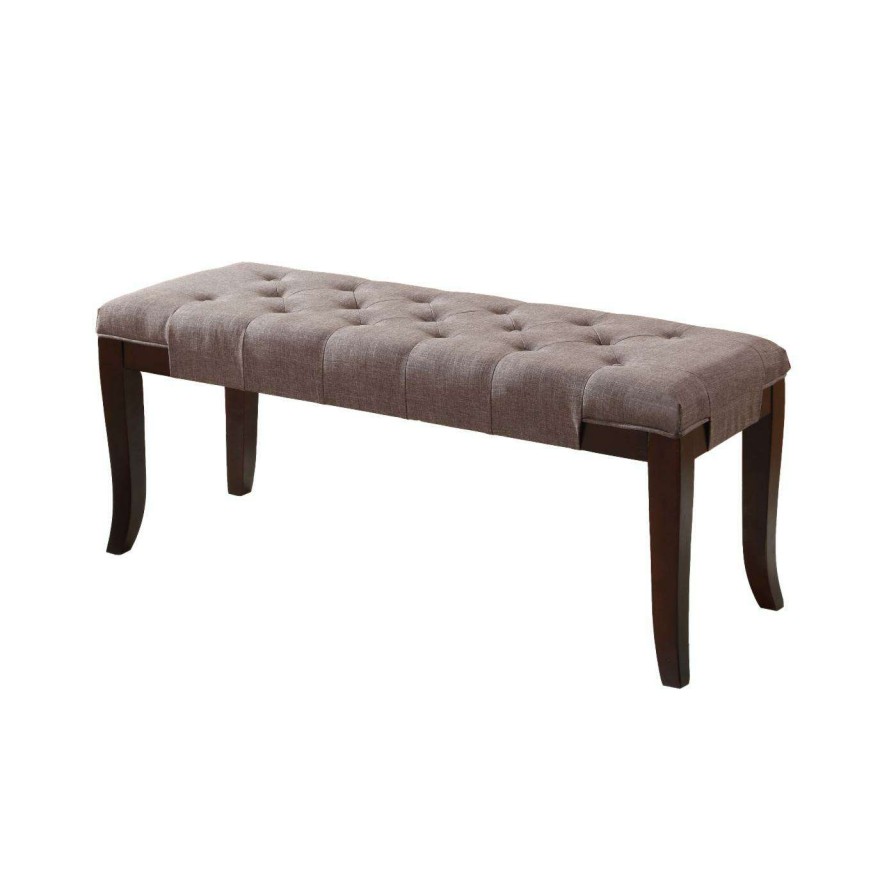 Indoor Benches * | Outlet Bedroom Benches Roundhill Furniture Linon Cotton Tufted Ottoman Bench