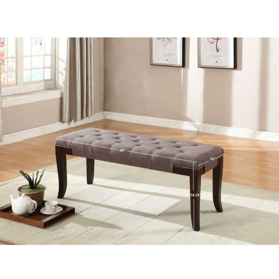 Indoor Benches * | Outlet Bedroom Benches Roundhill Furniture Linon Cotton Tufted Ottoman Bench