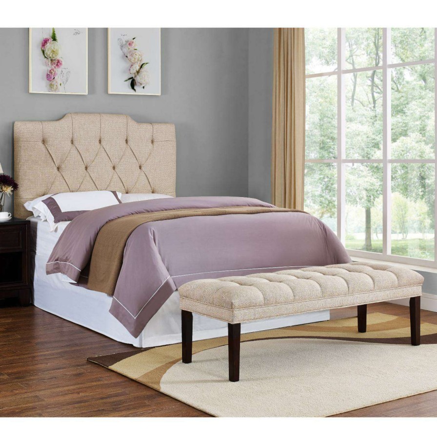 Indoor Benches * | Buy Bedroom Benches Home Meridian Upholstered Tufted Bed Bench Tan