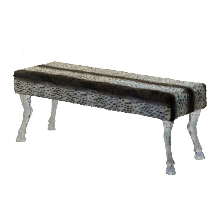 Indoor Benches * | Promo A & B Home Bedroom Benches A & B Home Mongolian Faux Fur Strip Bedroom Bench