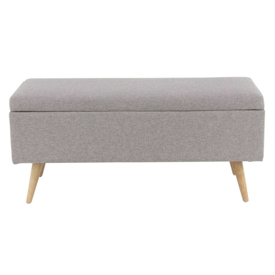 Indoor Benches * | Hot Sale Indoor Storage Benches Decmode Contemporary Storage Bench Gray