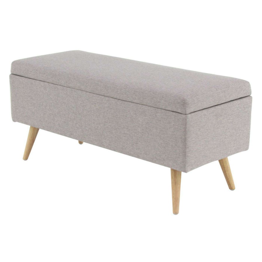 Indoor Benches * | Hot Sale Indoor Storage Benches Decmode Contemporary Storage Bench Gray