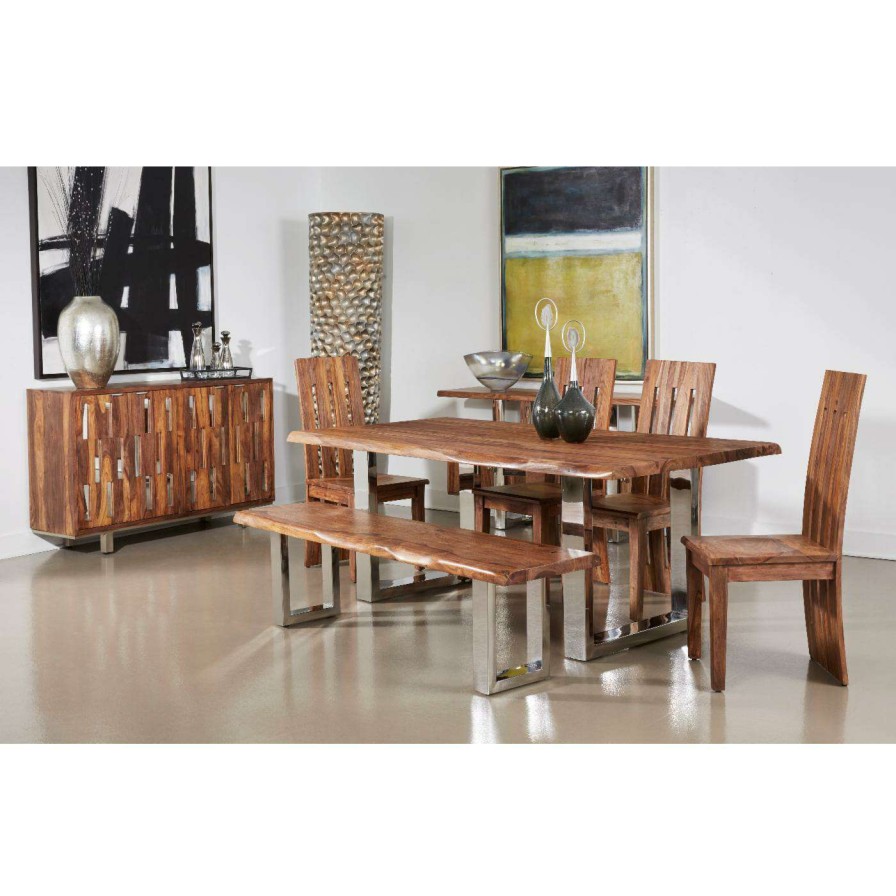 Dining Chairs * | Hot Sale Kitchen & Dining Benches Coast To Coast Imports Brownstone Dining Bench Brownstone & Black Frame