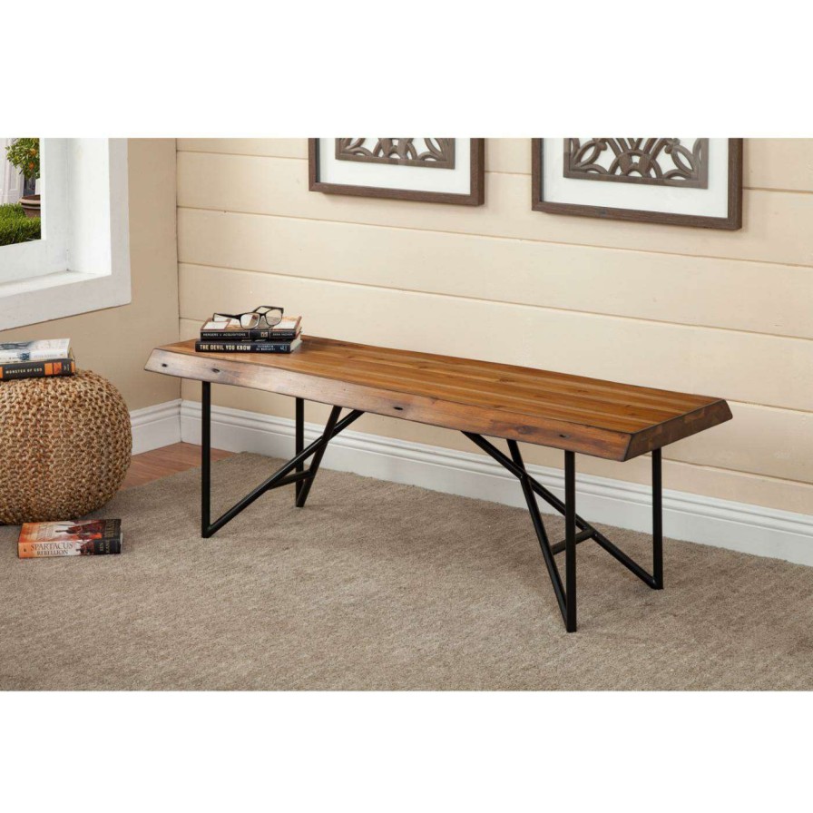 Indoor Benches * | Promo Bedroom Benches Alpine Furniture Live Edge Indoor Bench