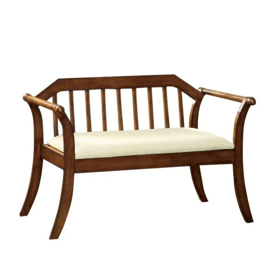 Indoor Benches * | Brand New Entryway Benches Furniture Of America Angelou Slatted Back Bench