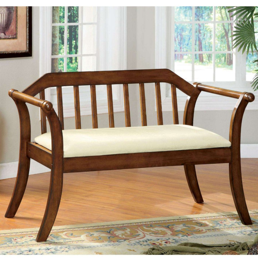 Indoor Benches * | Brand New Entryway Benches Furniture Of America Angelou Slatted Back Bench