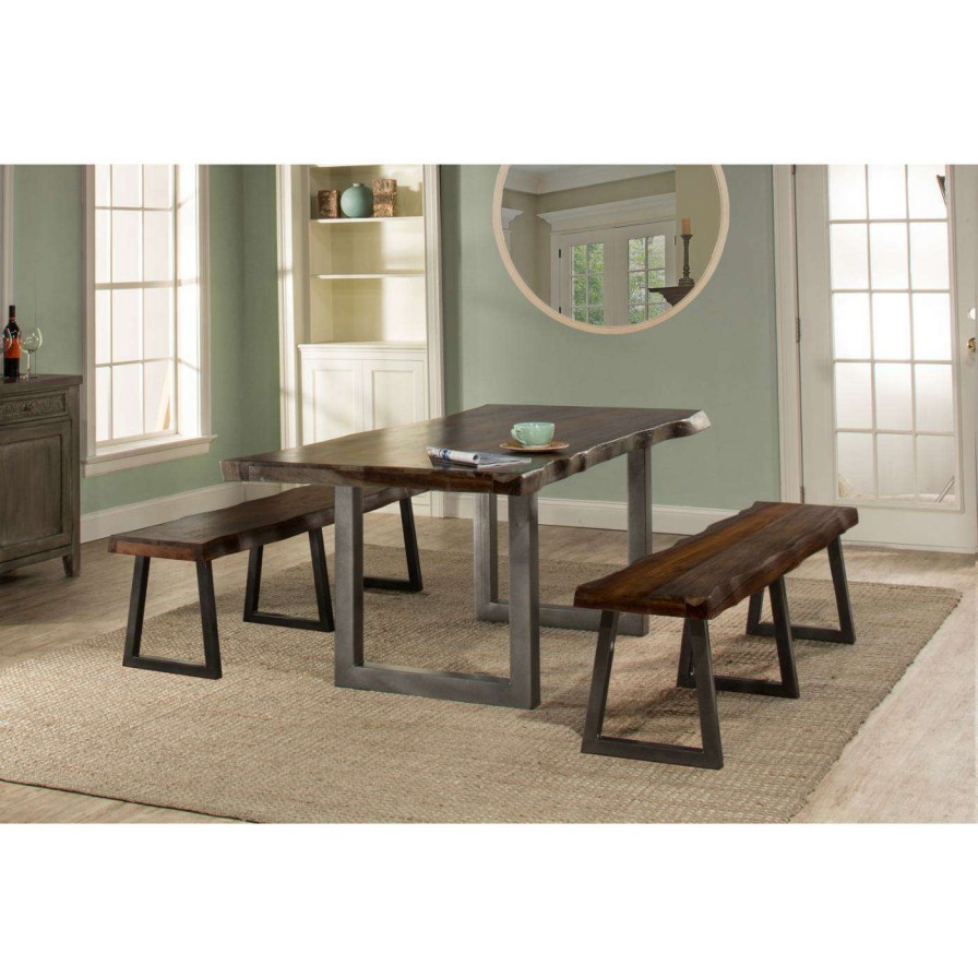 Dining Chairs * | New Hillsdale Furniture Kitchen & Dining Benches Hillsdale Emerson Wood Bench Grey Sheesham