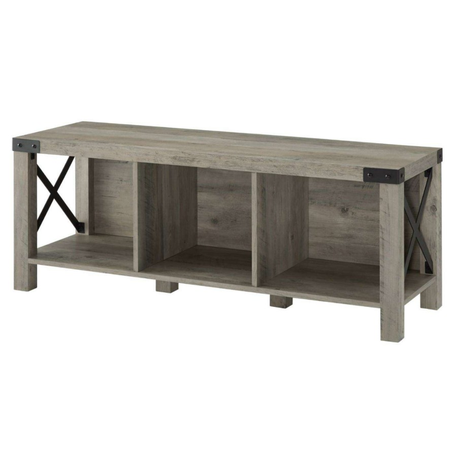 Indoor Benches * | Best Deal Entryway Benches Humblenest Countryside Rustic Cottage Wood Entry Bench Reclaimed Barnwood