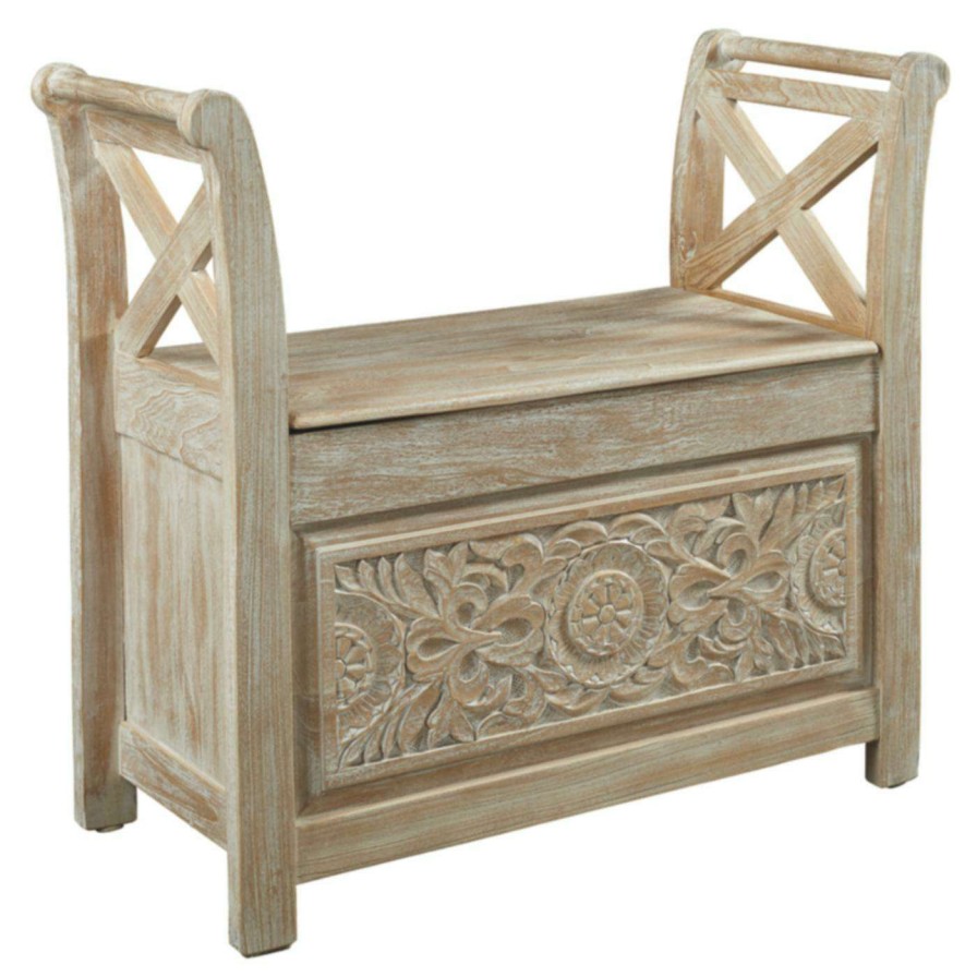 Indoor Benches * | Promo Indoor Storage Benches Signature Design By Ashley Fossil Ridge Accent Bench