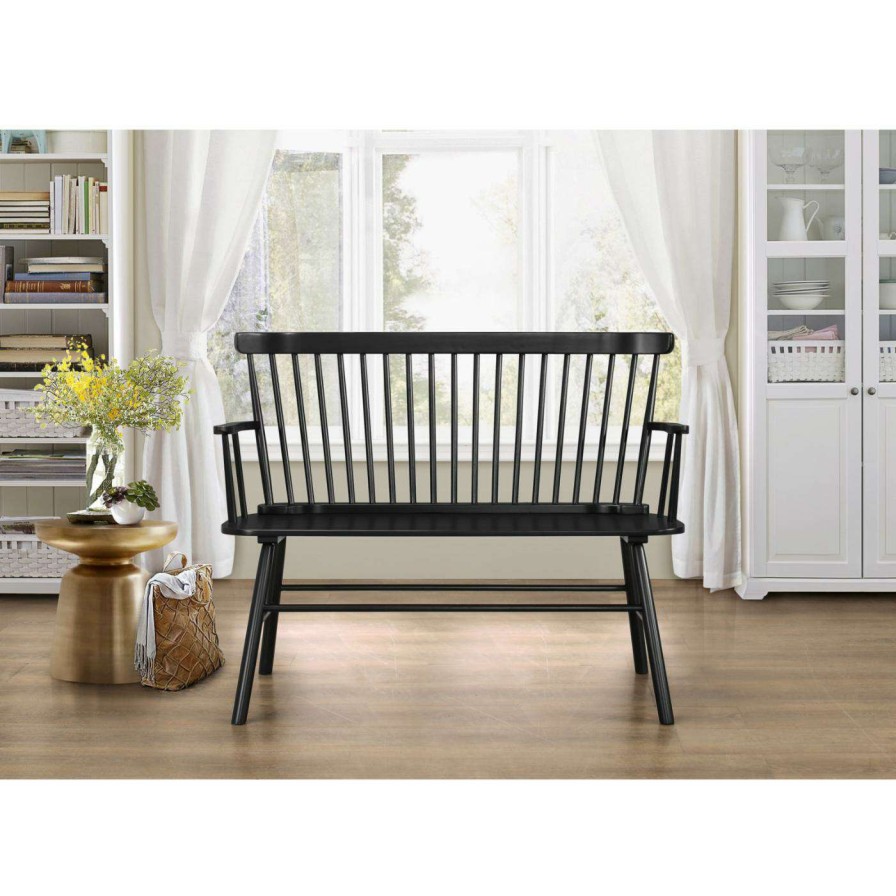 Indoor Benches * | Top 10 Entryway Benches Crown Mark Jerimiah Spindleback Bench