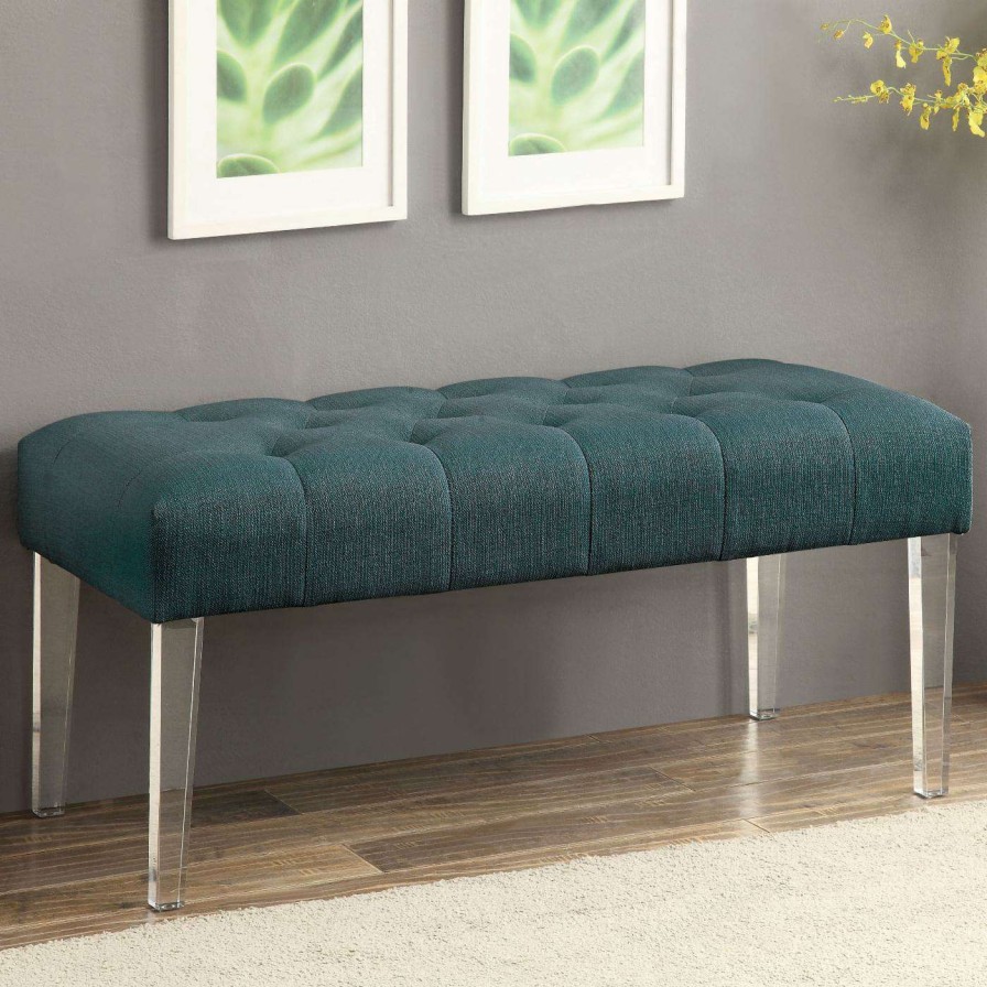 Indoor Benches * | Outlet Bedroom Benches Furniture Of America Hasaro Contemporary Style Acrylic Leg Bench Brown