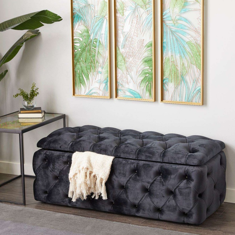 Indoor Benches * | Cheap Indoor Storage Benches Decmode Tufted Upholstered Storage Bench