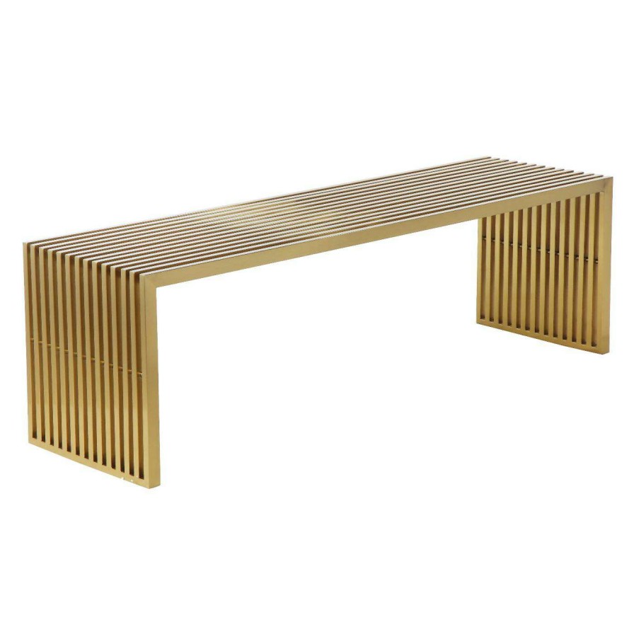 Indoor Benches * | Best Deal Entryway Benches Pangea Home Gold Brushed Luxe Indoor Bench