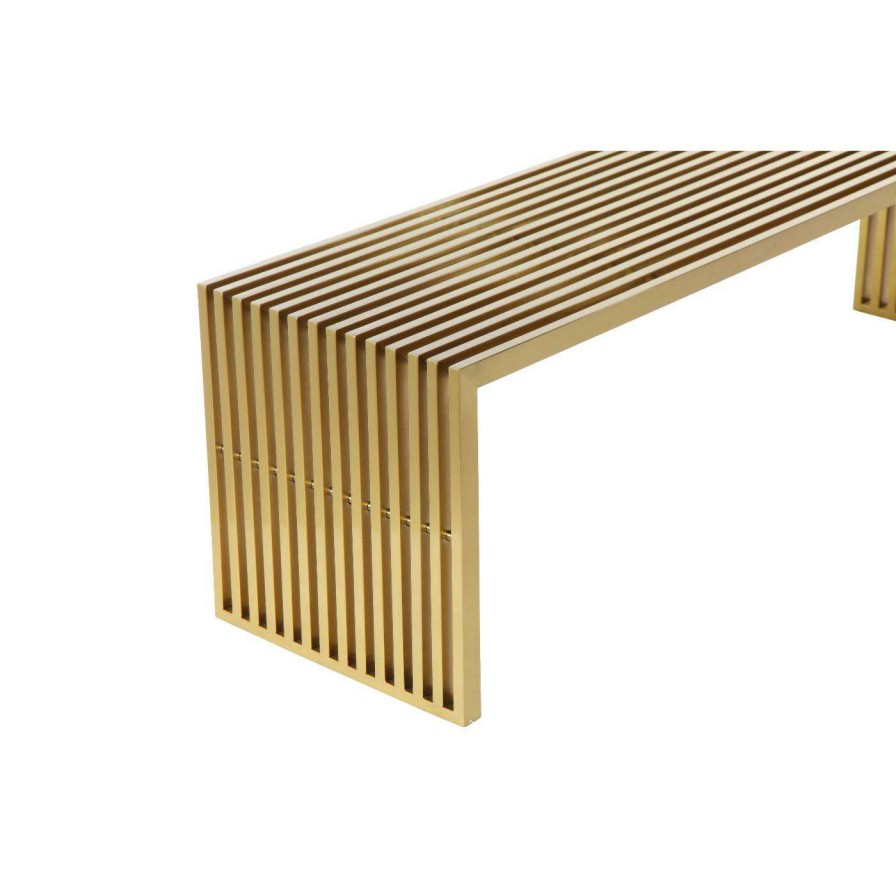 Indoor Benches * | Best Deal Entryway Benches Pangea Home Gold Brushed Luxe Indoor Bench