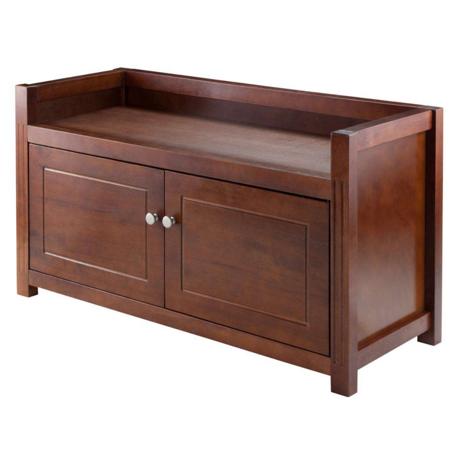 Indoor Benches * | New Indoor Storage Benches Winsome Walnut Hill Storage Bench