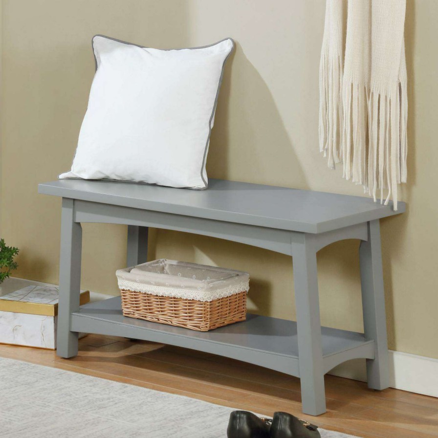 Indoor Benches * | Cheap Entryway Benches Alaterre Furniture Craftsbury 36 In. W Wood Entryway Bench, Gray