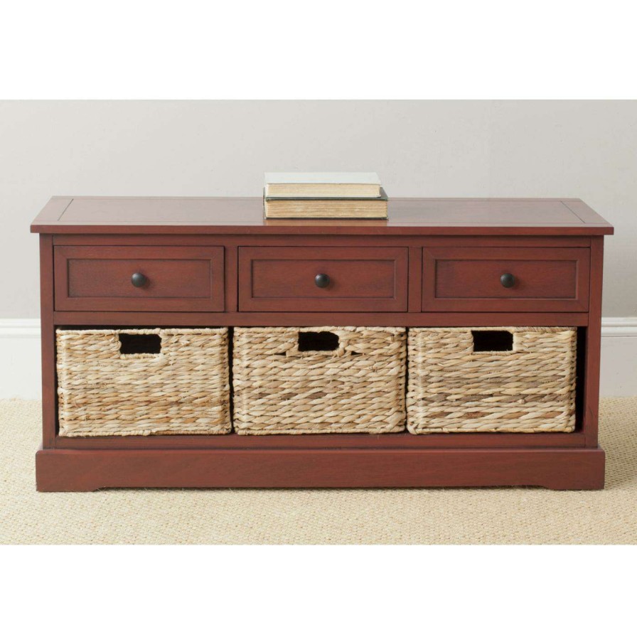 Indoor Benches * | Deals Indoor Storage Benches Safavieh Damien 3-Drawer Storage Bench