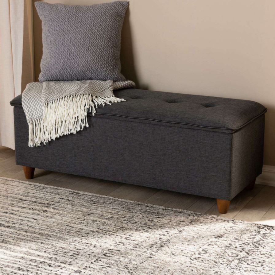 Indoor Benches * | Promo Indoor Storage Benches Baxton Studio Marlisa Mid-Century Tufted Storage Ottoman Bench