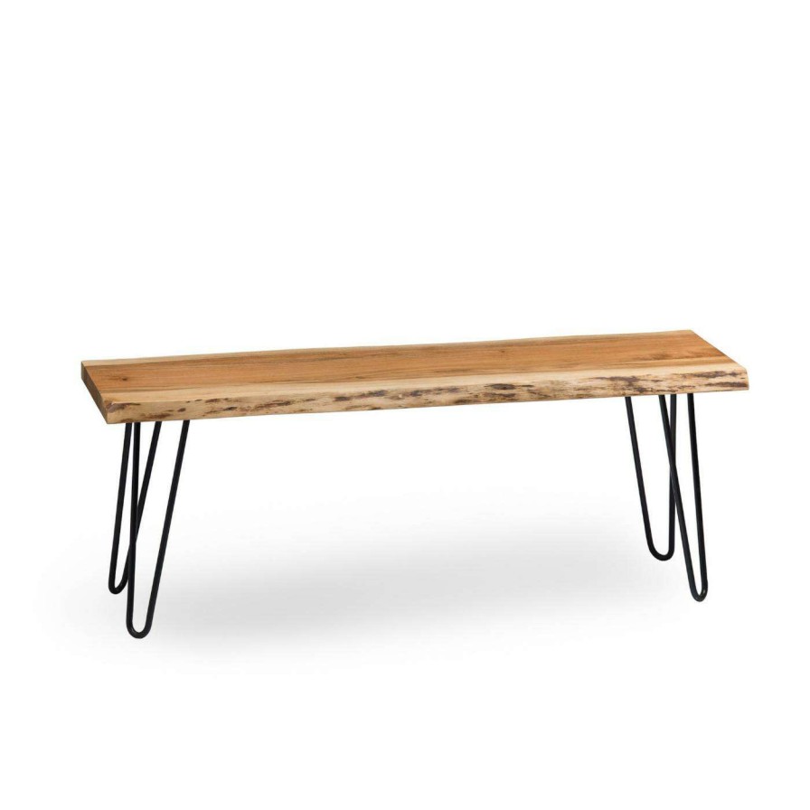 Indoor Benches * | Cheap Entryway Benches Alaterre Natural Live Edge 48 In. Hairpin Wood With Metal Bench