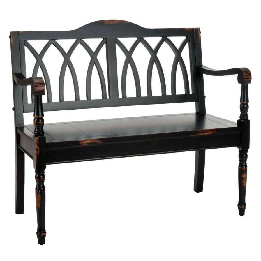 Indoor Benches * | Best Sale Entryway Benches Safavieh Franklin Distressed Black Bench