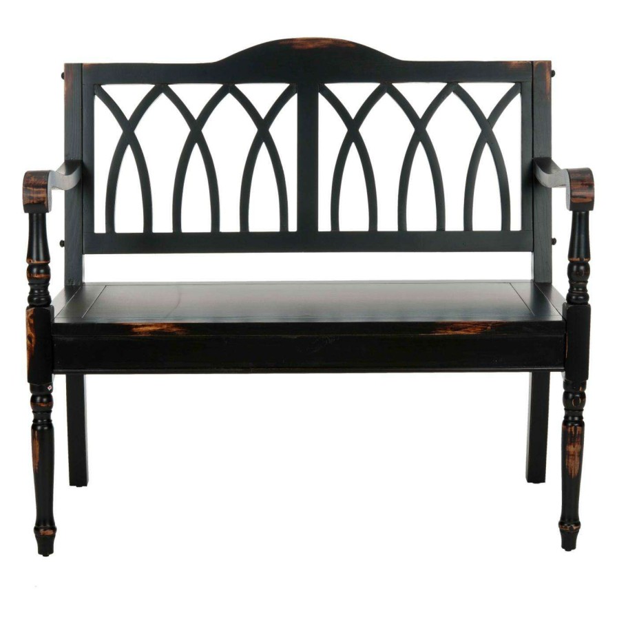 Indoor Benches * | Best Sale Entryway Benches Safavieh Franklin Distressed Black Bench