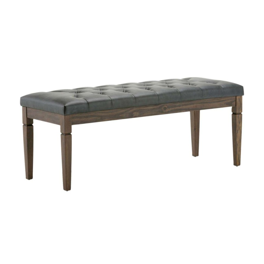 Indoor Benches * | Flash Sale Brooklyn & Max Ottoman Benches Brooklyn + Max Midland Faux Leather Ottoman Bench Slate Gray