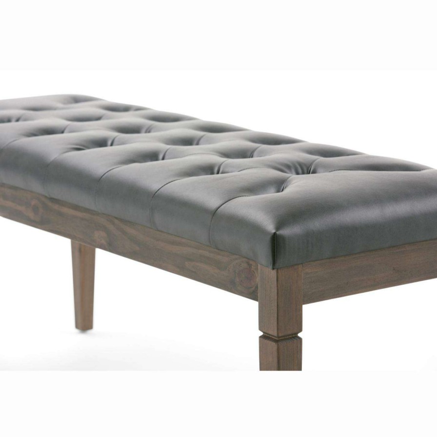 Indoor Benches * | Flash Sale Brooklyn & Max Ottoman Benches Brooklyn + Max Midland Faux Leather Ottoman Bench Slate Gray