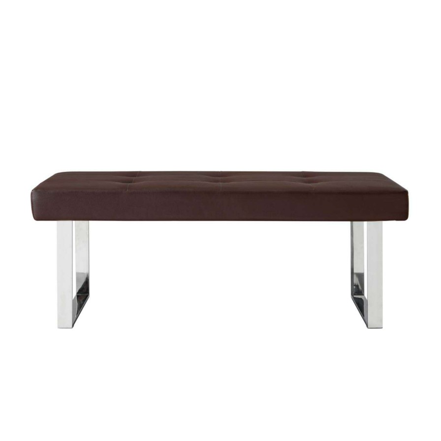 Indoor Benches * | Discount Bedroom Benches Inspired Home Kevin Chrome Leg Bench Brown