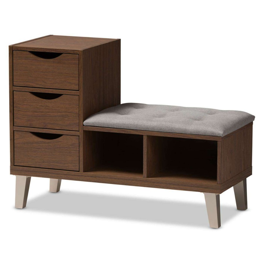 Indoor Benches * | Hot Sale Indoor Storage Benches Baxton Studio Arielle Upholstered Shoe Storage Bench