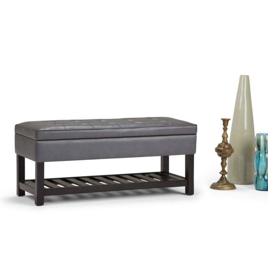 Indoor Benches * | Best Sale Entryway Benches Simpli Home Cosmopolitan Entryway Storage Bench Brown