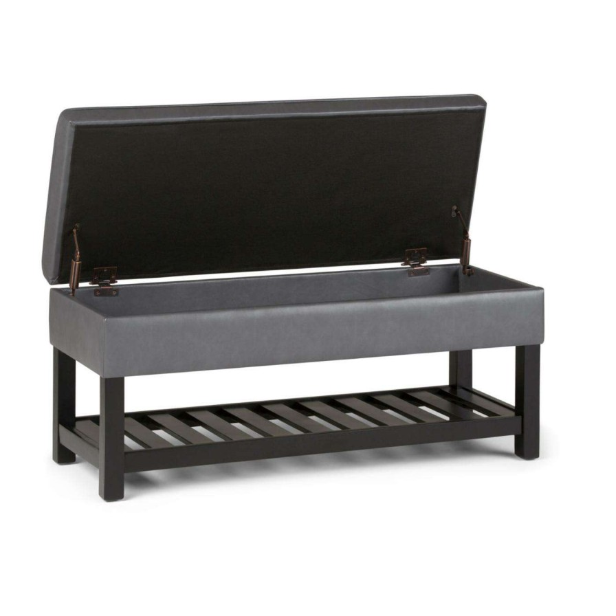 Indoor Benches * | Best Sale Entryway Benches Simpli Home Cosmopolitan Entryway Storage Bench Brown