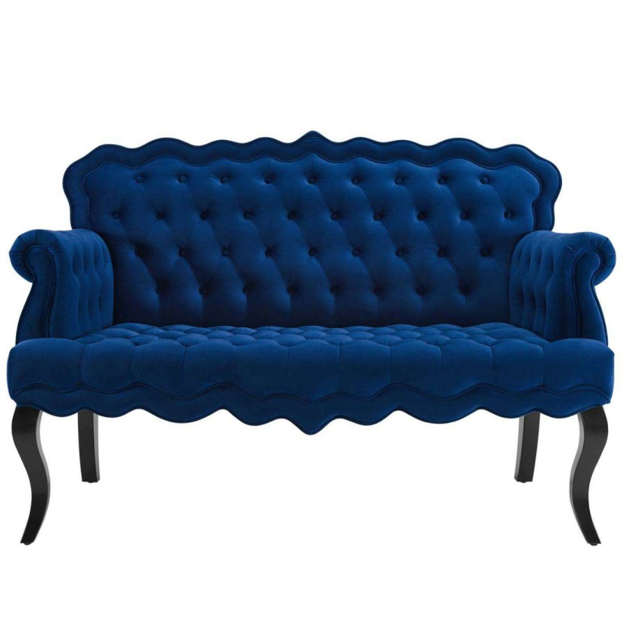 Indoor Benches * | Buy Settee Benches Modway Viola Chesterfield Button Tufted Loveseat Performance Velvet Settee