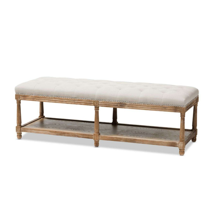 Indoor Benches * | Wholesale Ottoman Benches Baxton Studio Celeste French Country Upholstered Ottoman Bench